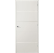 Witte binnendeur met horizontale groeven en deurklink