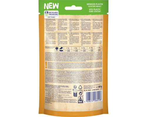 Verpakking van Vita Planet met de vermelding ''Minder plastic, dezelfde inhoud'' en het symbool ''Recyclebare verpakking''.