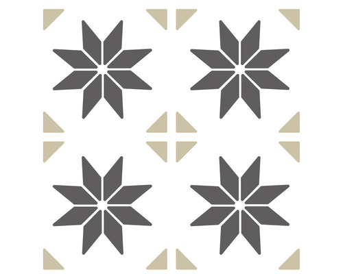 Tegelpatroon met ster- en driehoekmotieven