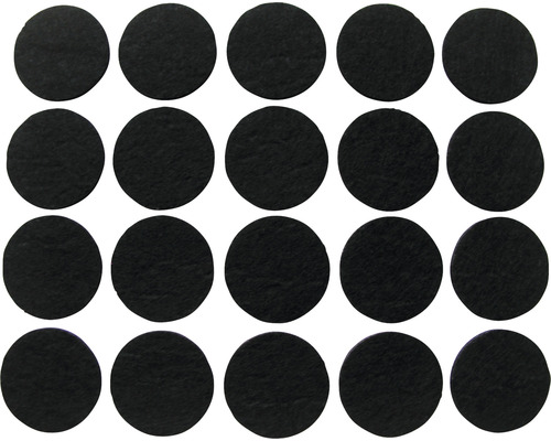 Viltglijder Ø 22 mm zwart, 20 stuks