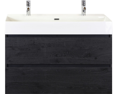 Wastafelonderkast met twee laden en opzetwastafel