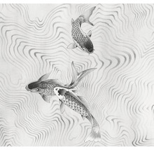Afbeelding van twee koi met waterlijnen op de achtergrond