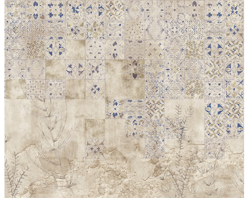 KOMAR Fotobehang vlies IF4-058 Infinity 2 Murmurous Marrakesh 400x250 cm Decoratieve muur met tegelpatroon en florale elementen