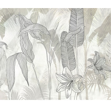 Illustratie van tropische planten en bloemen als wanddecoratie