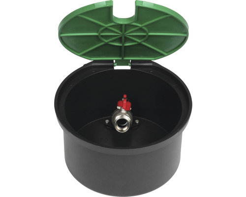 Grondtank met afsluitklep en groene deksel