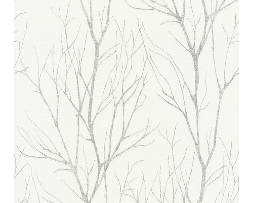 A.S. CRÉATION Vliesbehang 37260-2 Atracttive 2 natuur glanzend wit Behang met boomtakmotief