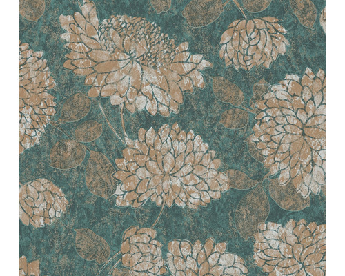 A.S. CRÉATION Vliesbehang 39025-4 Atracttive 2 bloemen groen Behang met bloemmotief op een gestructureerde achtergrond