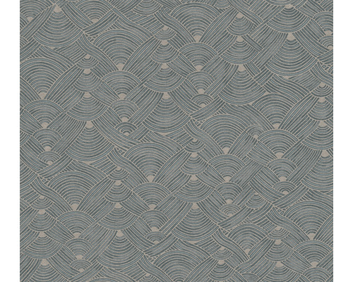 A.S. CRÉATION Vliesbehang 38742-1 Nara grafisch blauw Behang met golfpatroon