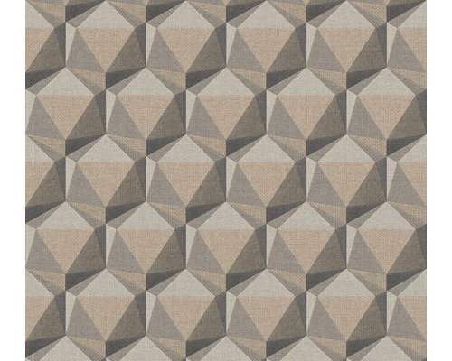 A.S. CRÉATION Vliesbehang 38748-1 Nara 3D grafisch grijs Geometrisch behangpatroon met driedimensionale look