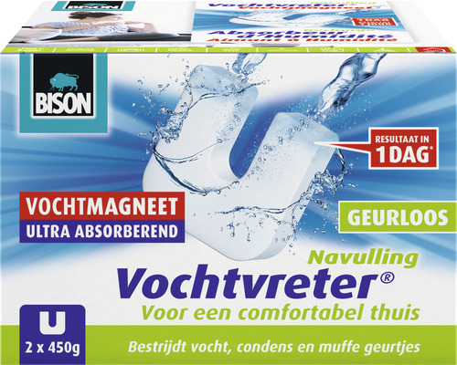 BISON Vochtvreter vochtmagneet neutraal navulling 450 g 2 stuks Bison Vochtvreter Navulling, voor vochtregulering