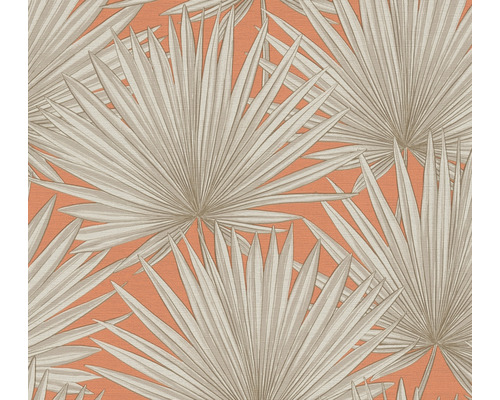 A.S. CRÉATION Vliesbehang 39090-3 Antigua bladeren oranje Behang met palmbladmotief