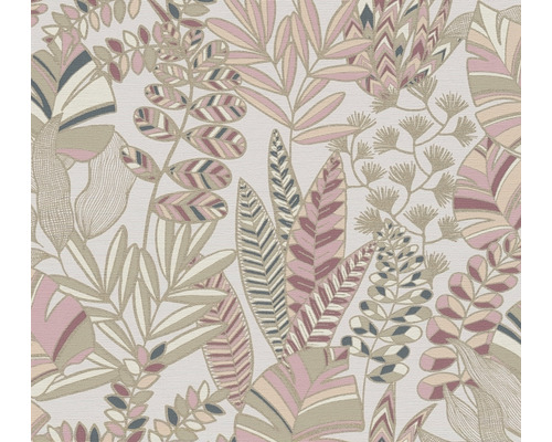 A.S. CRÉATION Vliesbehang 39095-4 Antigua bladeren glanzend grijs Behang met plantenmotief