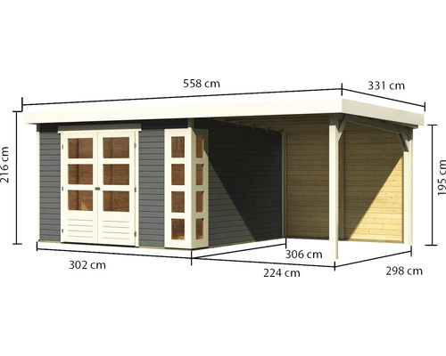 Afmetingen tuinhuis met overkapping