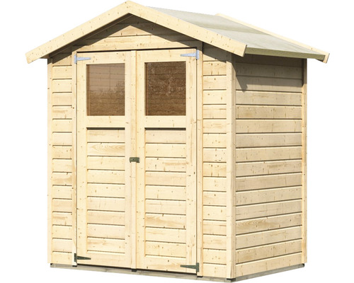 Houten tuinhuis met dubbele deur en ramen