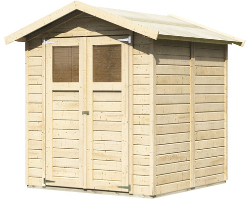 Houten tuinhuis met dubbele deur en ramen