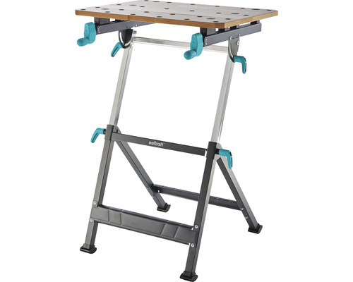 Wolfcraft werkbank met houten blad en metalen frame