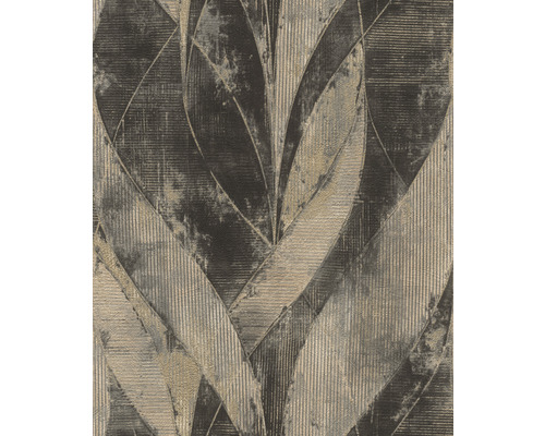 RASCH Vliesbehang 520071 Concrete bladeren zwart Behang met abstract bladerpatroon