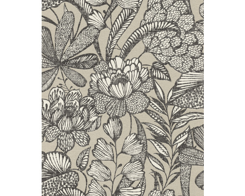 RASCH Vliesbehang 555332 Lirico natuur beige Detail van een textielbehang met een bloemmotief