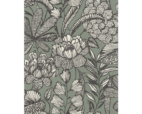 RASCH Vliesbehang 555356 Lirico natuur groen Behang met bloemmotief