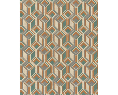 RASCH Vliesbehang 746525 Indian Style grafisch oranje Behang met geometrisch ruitpatroon