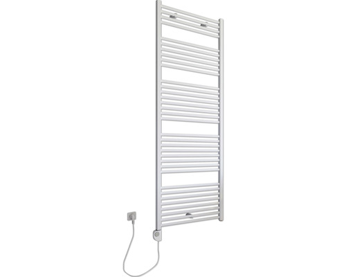 Elektrische handdoekradiator met horizontale verwarmingselementen.