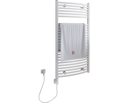 Witte elektrische handdoekradiator met handdoek