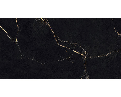 Wand- en vloertegel Vale black gold gepolijst 60x120 cm gerectificeerd