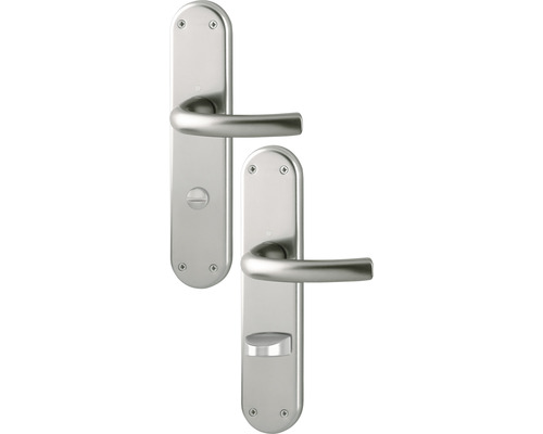 HOPPE Deurkruk paar Tokyo op langschild met WC-sluiting aluminium RVS