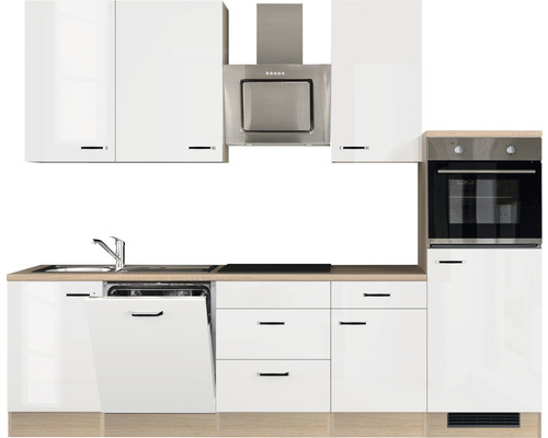 Keukenblok met spoelbak, vaatwasser, kookplaat, afzuigkap en oven