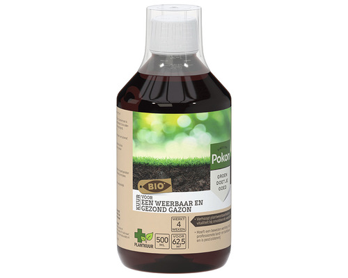 Pokon gazonmeststof voor een weerbaar en gezond gazon in een fles van 500 milliliter