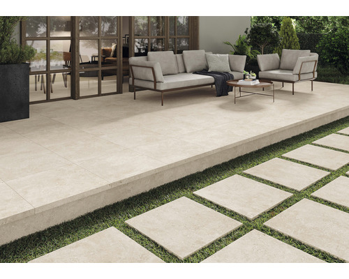 Keramische terrastegel gerectificeerd rock beige, 60 x 60 x 2 cm