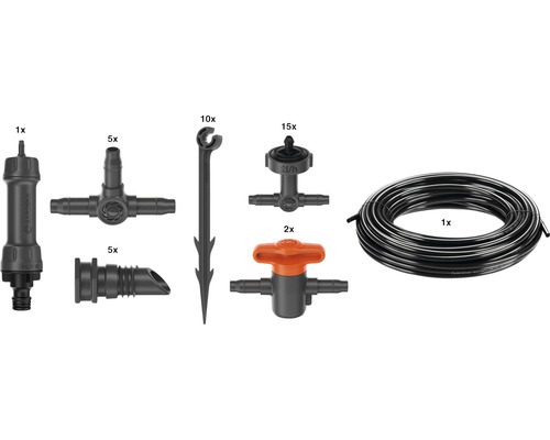 Gardena Micro-Drip-System startersset plantenpotten M met druppelbuizen, verbindingsstukken en regelventiel