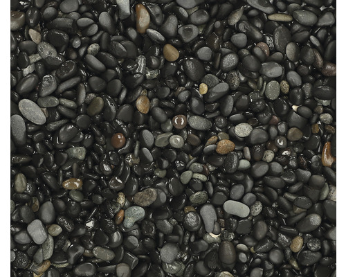 EXCLUTON Grind Beach Pebbles zwart 8-16 mm Close-up van gepolijste zwarte sierkiezels