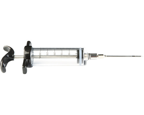 Vleesinjectiespuit met een inhoud van 30 milliliter en injectienaald