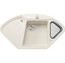 Spoelbak van silgranit met afdruipvlak en roestvrijstalen zeefmand