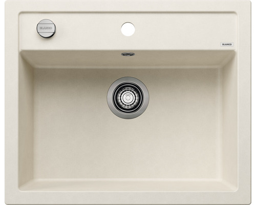 Spoelbak van steen met afvoergarnituur en kraanaansluiting