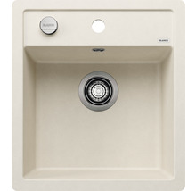 Beige spoelbak met afvoer en BLANCO logo