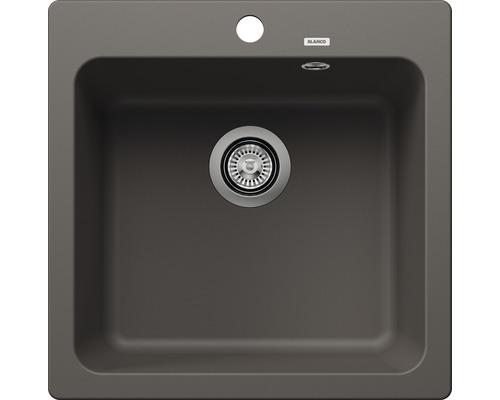 Spoelbak van graniet met afvoer en Blanco logo.