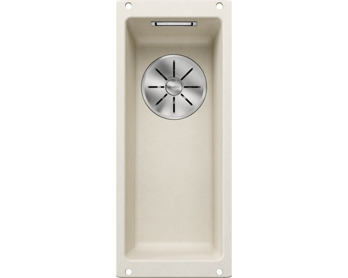 Spoelbak van steen met roestvrijstalen afvoer