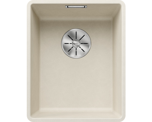 Beige keuken spoelbak van silgraniet met afvoergarnituur