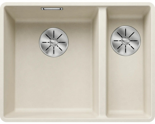 Spoelbak met twee bakken en afvoerkorf