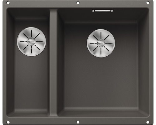 Spoelbak met twee bakken en afvoersifons