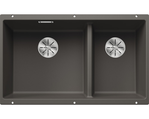 Spoelbak met twee bakken en afvoeren