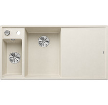 Beige gootsteen met twee spoelbakken en afdruiprek