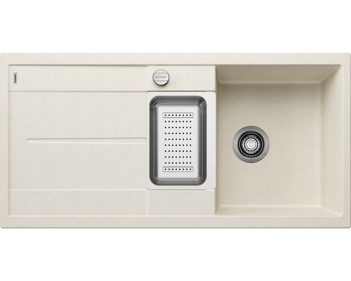 Spoelbak van silgranit met afdruipvlak en zeefkorf