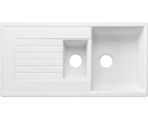 Spoelbak met afdruiprek en twee wasbakken