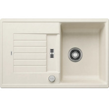 Beige aanrechtbak met afdruiprek en afloopbediening