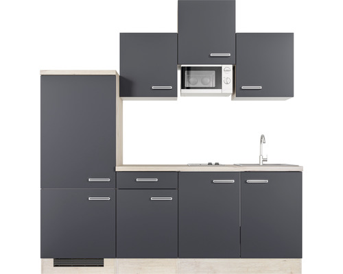 Keukenblok met spoelbak, magnetron en kasten