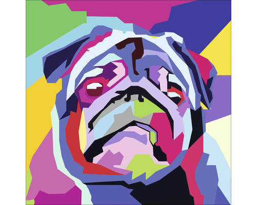 Grafiek van een kleurrijk bulldogportret