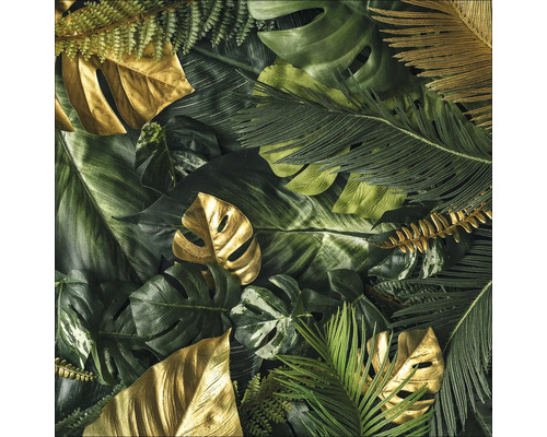 Diverse groene en gouden bladeren als achtergrond